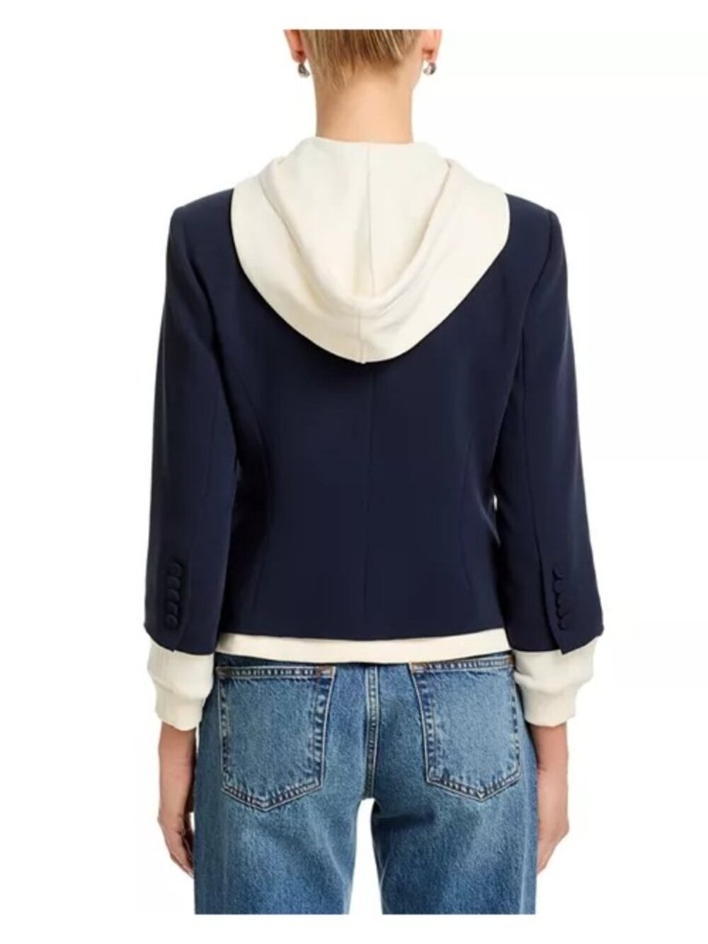CINQ A SEPT Le Petit Khloe Blazer navy/ cream SWEATSHIRT SIZE 4 - Picture 2 of 13